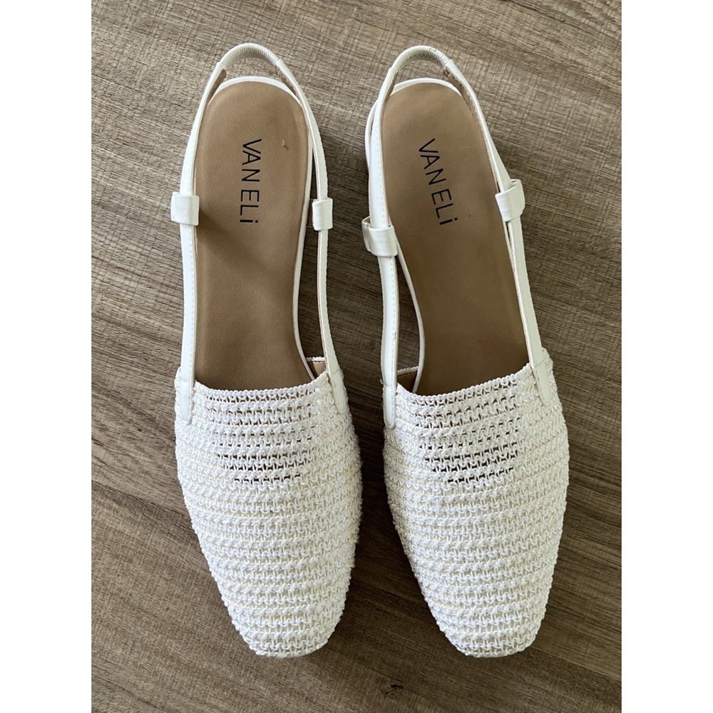 VANELi Janet Women's Sandal, White Crochet Slingback, Size 8 N (narrow)